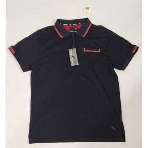 Stone Falcon Men's Black Polo Shirt Red‎ Trim • Size Large • NWT